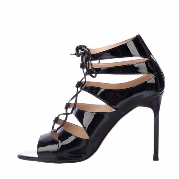 Monaco Blank Patent Leather Mulitistrap Sandals - Picture 1 of 5